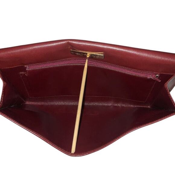 Cartier Vintage Bordeaux Red Leather Clutch Bag W/ Card & Dust bag - Picture 7 of 13